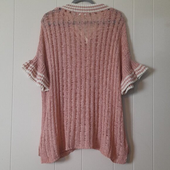 Nylon Apparel Size M/L Short Sleeve Stretch Sheer Crochet Cover Up Relaxed Fit - Picture 5 of 8